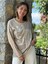NC53761 Italyan Yazılı ve Taşlı Coton Sweatshirt Krem 5