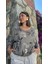LS7514 Italyan Yaprak Desen Triko Bluz Vizon 2
