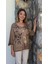 LS7514 Italyan Yaprak Desen Triko Bluz Camel 5
