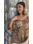LS7514 Italyan Yaprak Desen Triko Bluz Camel 8