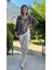 LS7514 Italyan Yaprak Desen Triko Bluz Kahverengi 5