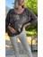 LS7514 Italyan Yaprak Desen Triko Bluz Kahverengi 6