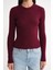 6938 Kadın Bisiklet Yaka Fitilli Triko Body Bordo 5