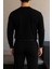 Erkek Bisiklet Yaka Salaş Pamuklu Siyah Sweatshirt 2