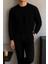 Erkek Bisiklet Yaka Salaş Pamuklu Siyah Sweatshirt 6