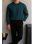 Erkek Bisiklet Yaka Salaş Pamuklu Mavi Sweatshirt 3