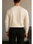Erkek Bisiklet Yaka Salaş Pamuklu Krem Sweatshirt 2