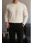 Erkek Bisiklet Yaka Salaş Pamuklu Krem Sweatshirt 4