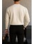 Erkek Bisiklet Yaka Salaş Pamuklu Krem Sweatshirt 5
