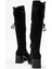Kadın Dizaltı Streç Topuklu Çizme; Siyah Süet 4