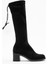 Kadın Dizaltı Streç Topuklu Çizme; Siyah Süet 2