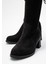 Kadın Dizaltı Streç Topuklu Çizme; Siyah Süet 3
