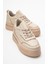 Kadın Taşlı Spor Ayakkabı Bej Altın 1