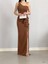 Fırfır Detaylı Yırtmaçlı Uzun Abiye Elbise 582119 Camel 3