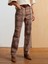 72066 Ekose Desenli Denim Pantolon-Camel 4