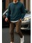Erkek Uzun Kollu Kışlık Comfort Mavi Bol Sweatshirt 4