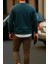 Erkek Uzun Kollu Kışlık Comfort Mavi Bol Sweatshirt 5