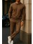 Erkek Uzun Kollu Kışlık Comfort Kahve Bol Sweatshirt 3
