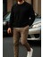 Erkek Uzun Kollu Kışlık Comfort Siyah Bol Sweatshirt 1
