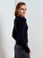 10819 Düğmeli Yün Karışımlı Ince Triko-Siyah 2