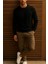 Erkek Günlük Pamuklu Comfort Siyah Basic Sweatshirt 3