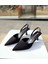 Siyah Saten 6 cm Topuklu Ayakkabı 0430 3