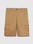 %100 Pamuk Yama Cepli Kemer Delikli Kargo Bermuda Şort Erkek Kahverengi Şort - 324P4IUKS9015 4