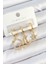 Bfs Pirinç Zirkon Taşlı Yıldız ve Ay Model Gold Renk 3'lü Çift Kadın Küpe Set 1