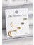 Bfs 316L Çelik Gold Renk Zirkon Taşlı Hilal Model Kadın Küpe Seti 1