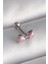 Bfs 316L Çelik Gümüş Renk Pembe Kurdele Zirkon Taş Detay Tragus Piercing 1