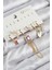 Bfs Pirinç Zirkon Taşlı Sallantılı ve Incili Gold Renk 6'lı Küpe Set 1