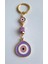 Hediyelik 5'li Büyük Nazar Boncuklu Mor Anahtarlık 10 cm - Adet Fiyatı 5