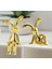 Adet Gold Mini Tavşanlar Ev Dekorasyon ve Torpido Süsü Yapışkanlı Reçine Tavşanlar 1