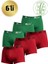Erkek Likralı Bambu Boxer 6’lı Ekonomik Paket – Nefes Alan Doğal Kumaş Rahat Iç Giyim (Yeşil & Kırmızı) 1