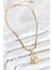 316L Çelik Zirkon Taşlı Güneş Model Gold Renk Kadın Kolye - TJ-BKO10535 2