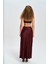 Eubah Kırışık Uzun Bordo Saten Etek 5