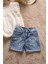 Bej Dantel Detaylı Bluzlu Jean Şortlu Kız Çocuk 2li Takım 22663 2