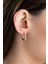 925 Ayar Gümüş Rose Kaplama 18 mm Zikron Taşlı Halka Küpe 3