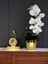 Yapay Çiçek Beyaz Islak Orkide 55 cm Lüks Gold Metal Saksıda Dekoratif Hediye Yapay Salon Çiçeği 1