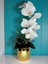 Yapay Çiçek Beyaz Islak Orkide 55 cm Lüks Gold Metal Saksıda Dekoratif Hediye Yapay Salon Çiçeği 7