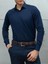 Slim Fit Uzun Kollu Kolay Ütü Teri Emen Nefes Alan Doku Kravatlık Siyah Erkek Gömlek 1
