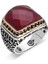 Gümüş Yakut Renk Kırmızı Taşlı Erkek Yüzük 1