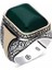 Gümüş Desenli Yeşil Akik Taşlı Kare Erkek Yüzük 1