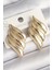 Pirinç Gold Renk 3 Sıralı Dalgalı Model Kadın Küpe - TJ-BKP10250 1