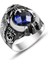 Gümüş Ayyıldız Deniz Kuvvetleri Mavi Taşlı Erkek Yüzük 3
