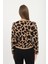 Kadın Leopar Desenli Bisiklet Yaka Kazak 6