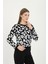 Kadın Leopar Desenli Bisiklet Yaka Kazak 3