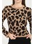 Kadın Leopar Desenli Bisiklet Yaka Kazak 3