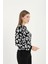 Kadın Leopar Desenli Bisiklet Yaka Kazak 2