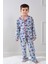 Pjkö Sonic Desenli Gri Uzun Kollu Önden Düğmeli Erkek Çocuk Pijama Takımı 4-12 Yaş 501U 1